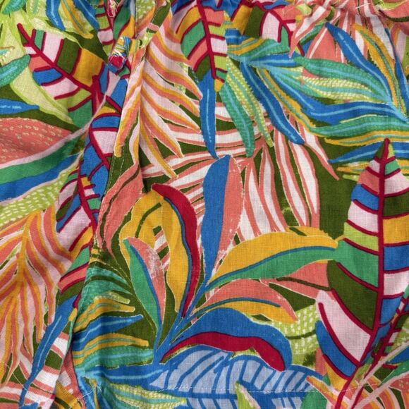 C&C California Tropical 100% Linen Shorts Women Medium Print Hawaiian Beach - Picture 5 of 10